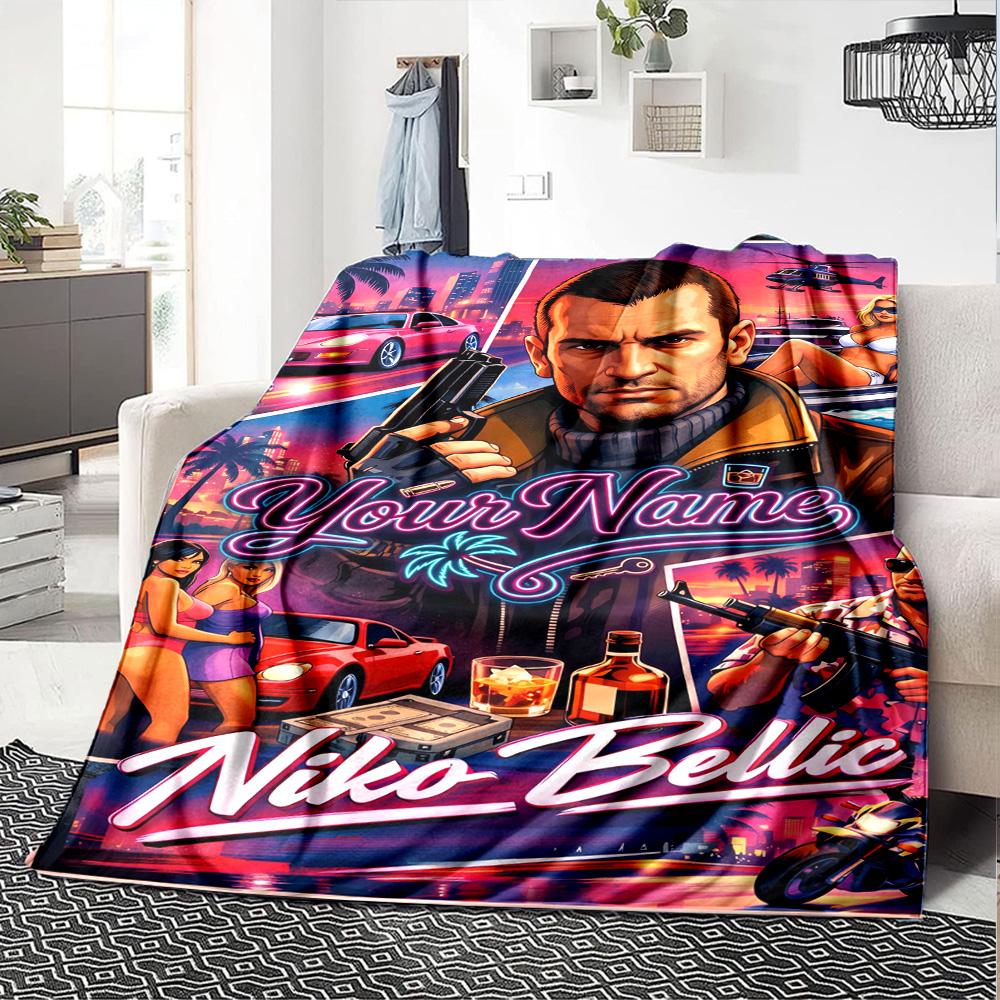 Gta Customize Your Name Blanket Cozy Personalized Blanket Warmthful Decor Throw For Picnics Home Decor Living Room Nap for All Occasions