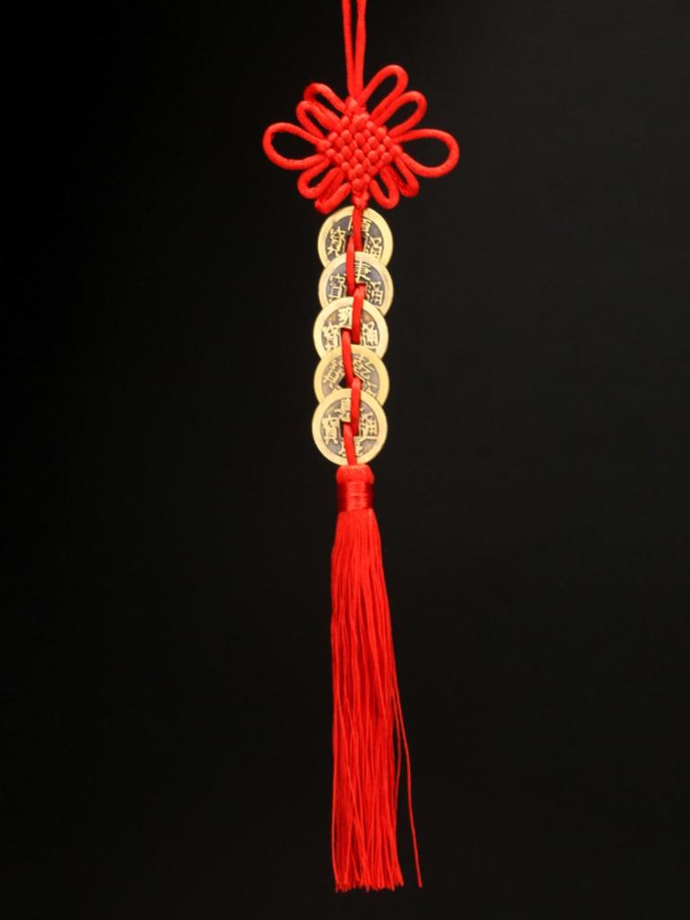 Chinese Knot Five Emperors Coins Gourd Door Hanging Decoration for Housewarming
