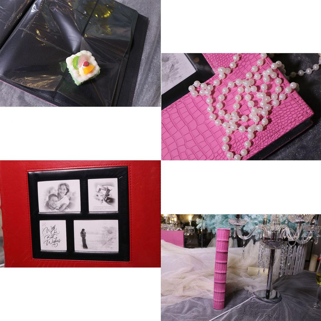 Large Photo Album 6in 60 Pages Crocodile Pattern PU Transparent Pocket Wedding Picture Album for Storage