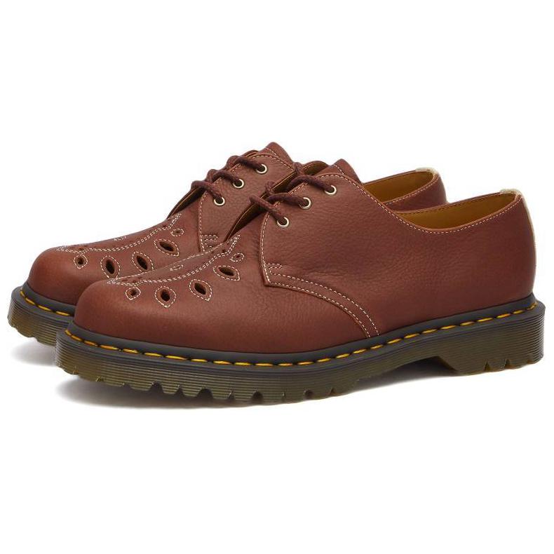 Dr. Martens 1461 Leather Rolled Scratched Hollow Casual Shoes Men Sneaker Brown 31855854