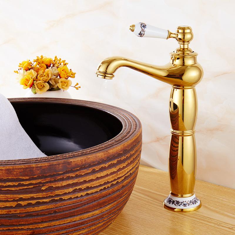 Antyczne Baterie Umywalkowe Łazienkowe Nowoczesne Złote Montowane na Blacie Baterie Mieszające Łazienkowe Czarne Wykończenie Bateria Kuchenna Ciepła i Zimna Wysoka