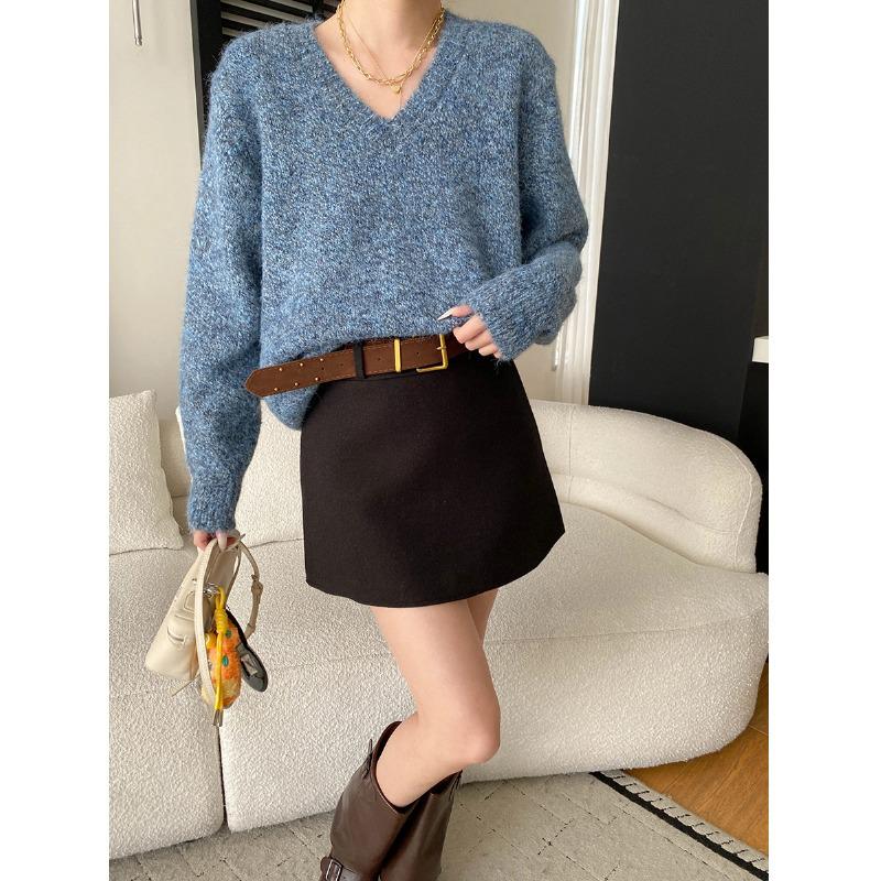 Sinan Send American Retro A-line High Waist Woolen Short Skirt SN8323