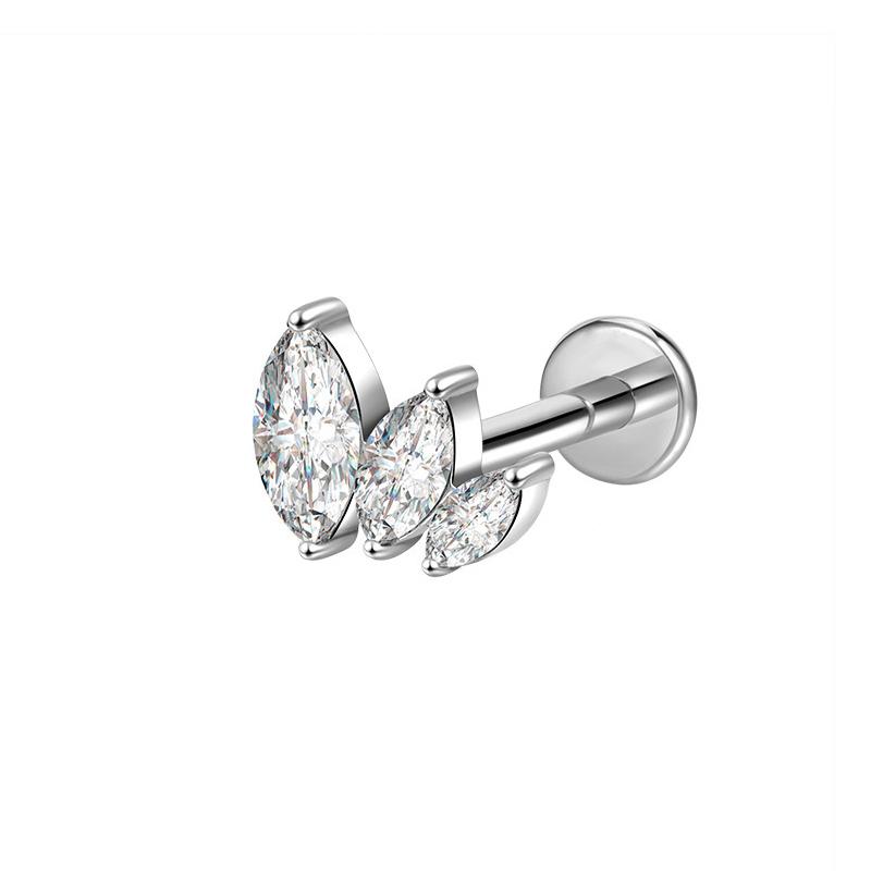 Hot Sale Body Jewelry: Titanium Labret Flatback Tragus Earring Stud Internal Thread Zircon Rings