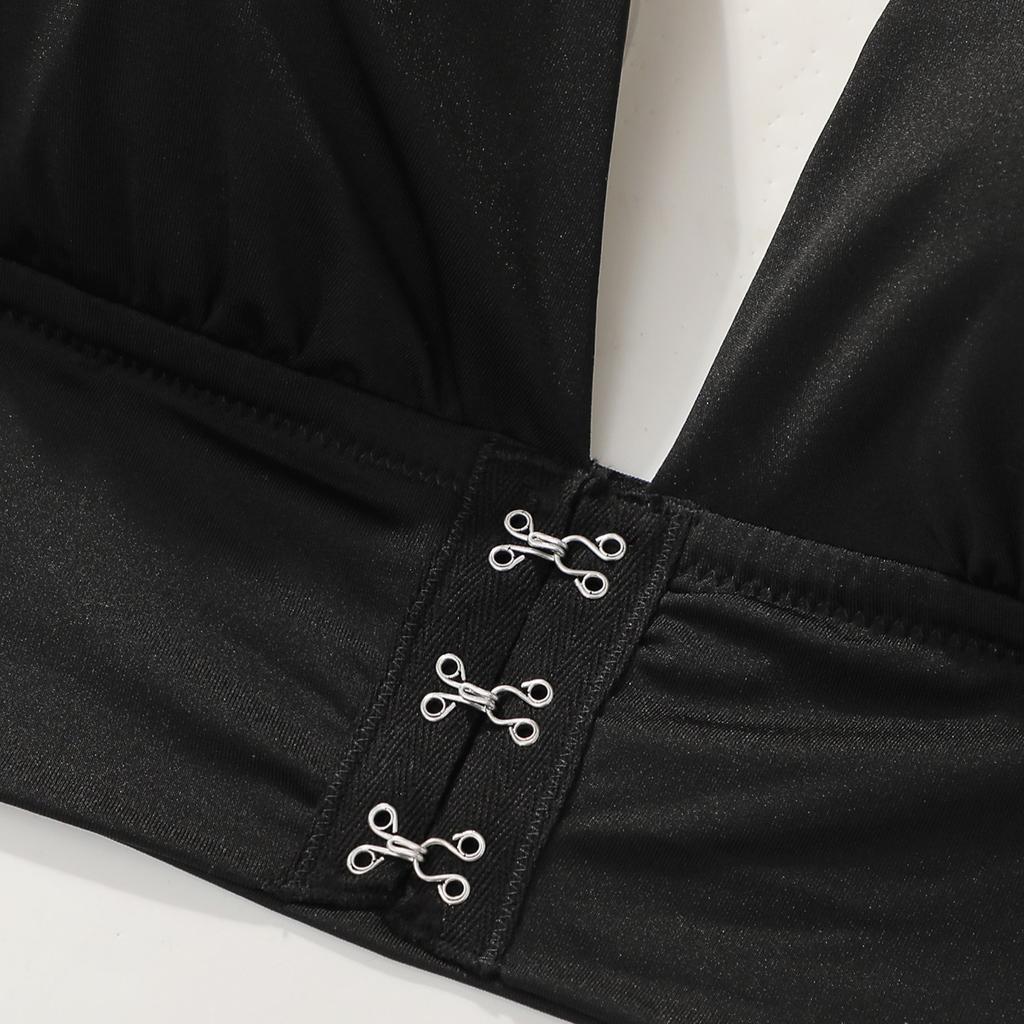 Low-cut Halter Neck Front Clasp Revealing Back Plus Size Comfortable Backless Bra