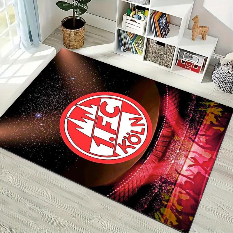 FC Köln Stadium Fans Team Logo Print Rug, Non Slip Floor Mat for Bedroom Living Room Football Fan Home Decor Gift