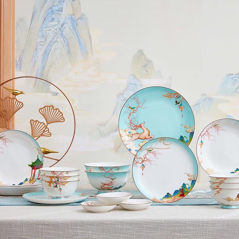 Gonghe Jingpin Auspicious Deer 27-Piece Ceramic Tableware Set