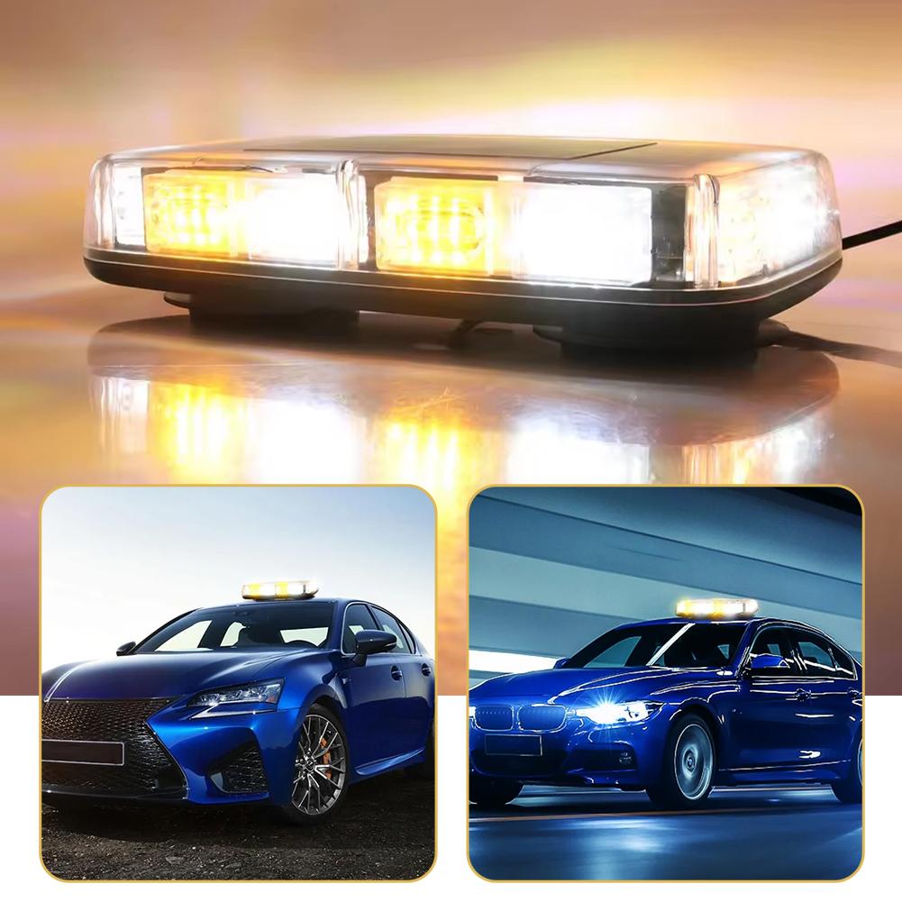 Car Emergency Signal Lamp Yellow 48LED Roof Top Strobe Lights Safety Warning Flashing Light Beacon For 12V 24V Car Trucks F5K1
