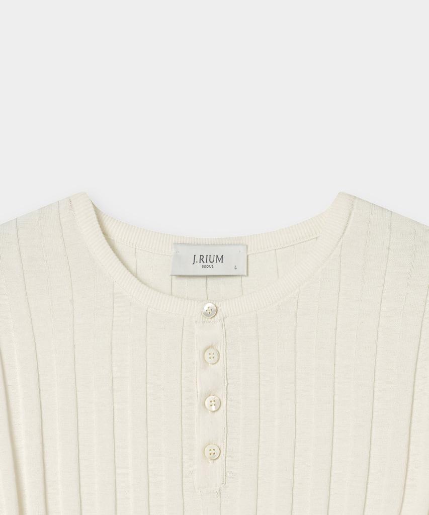 Jeilium Harriet Cotton Henley Neck Knit Ivory