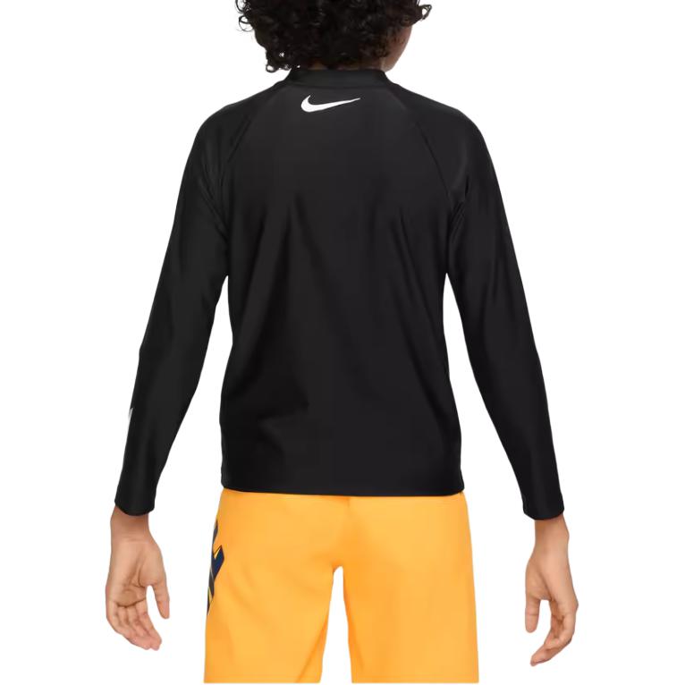 Nike Kids Swimwear Letter Print Comfortable Long Sleeve Sun Protection Kids swimwear Black White FZ6552-010
