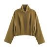 Women High Neck Long Sleeve Zip Pilot Short Jacket