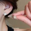 Silver needle simple zircon stud earrings women's super flash versatile earrings earrings
