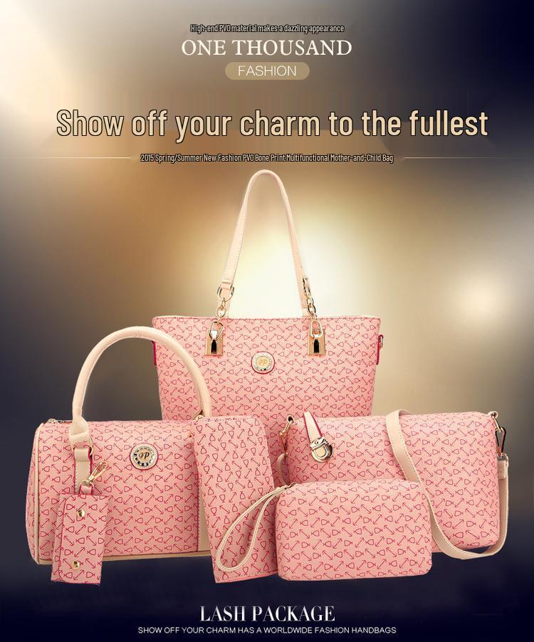 Set Genți de Mână și Genți de Umăr pentru Femei 2025 cu Model Săgeată pentru Mamă și Copil – 6 Piese