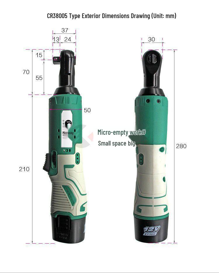 High-Power 90° Electric Ratchet Wrench with Lithium Battery