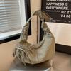 Retro Plaid Hobos Messenger Bags For Women Drawstring Pocket Nylon Dumpling Bag Large Capacity Portable Travel Shoulder Bags