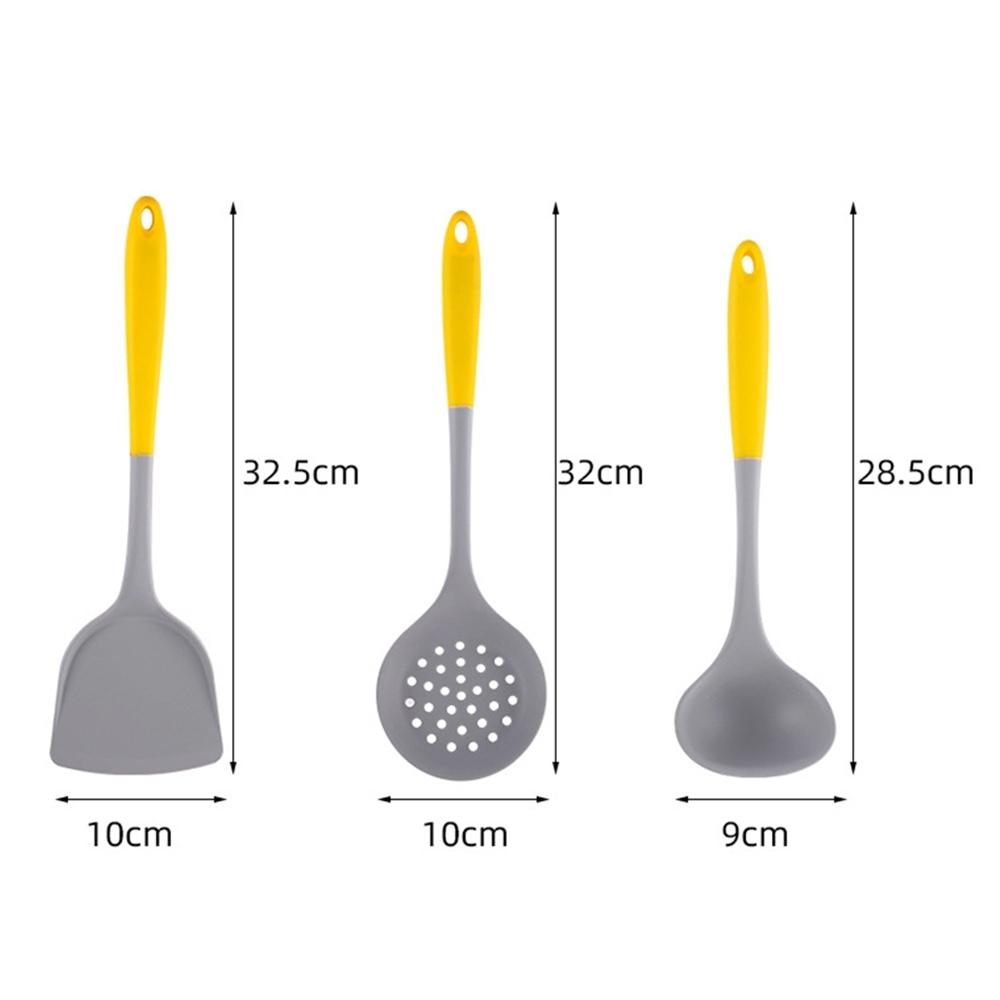 3Pcs/Set Heat Resistant Kitchenware Food Grade Silicone Kitchen Accessories Soup Ladle Spatula Draining Spoon Non-Stick Utensils