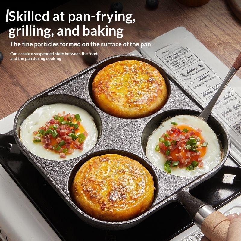 1Pcs Multi Burner Design Cast Iron Non Stick Omelette Pan Pancake And Burger Cooker Suitable For Gas And Electric Stoves