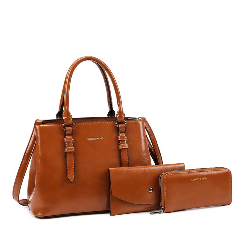 European and American Fashion Trend Three-piece Mother-child Bag New Simple Texture One-shoulder Hand Crossbody Women's Bag