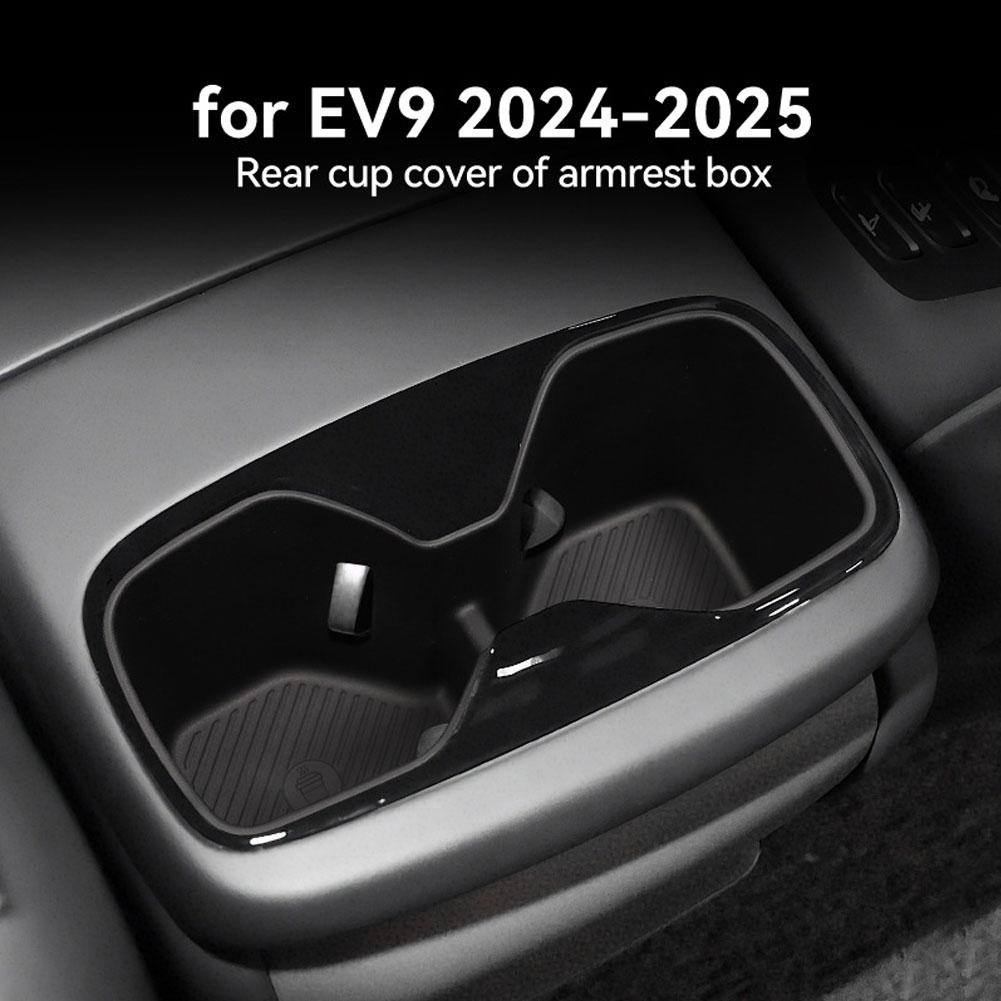For Kia EV9 2025 2025 TPE Armrest Rear Water Cup Holder Storage Box Tray Organizer Car Interior Accessories Black