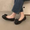 Flat woolen gray single shoes women's shoes spring and autumn bow commuter fairy ladyshoes