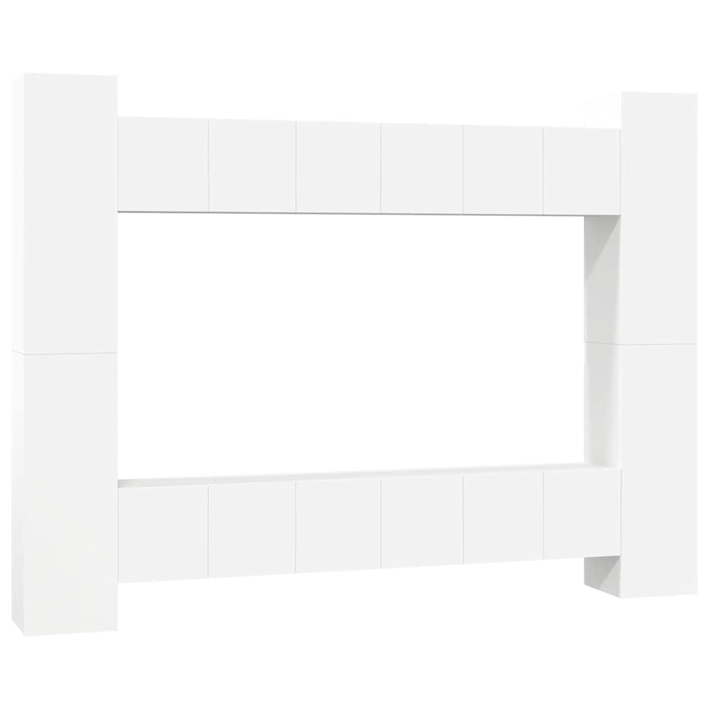 10 Piece TV Cabinet Set White Particleboard