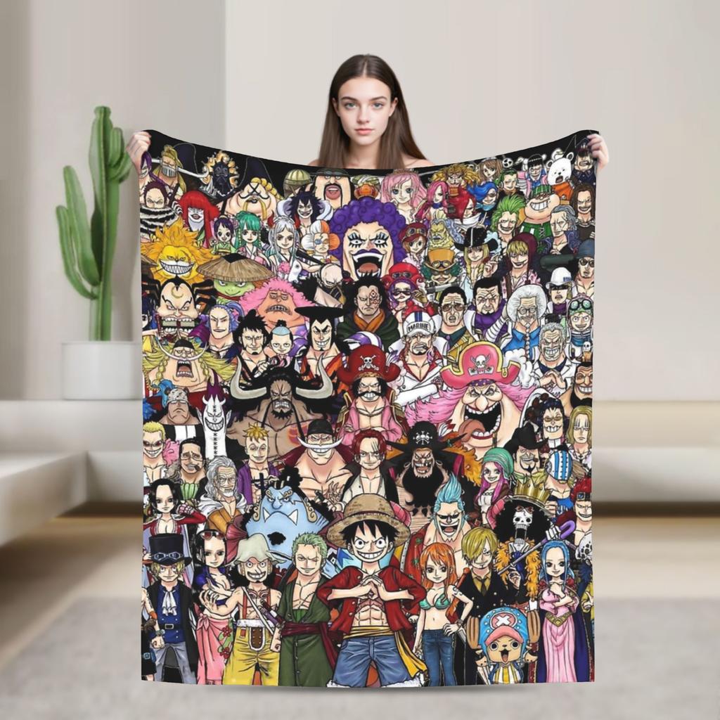 Katakuri Figure Flannel Blankets Monkey D Luffy Awesome Throw Blankets for Bed Sofa Couch 125*100cm Bedspread
