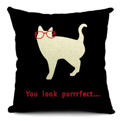 Cute Cartoon Cat Cushion Cover Cat Cotton Linen Pillow Case Sofa Decorative Pillowcase Home Accessories Animal Pillow Cover