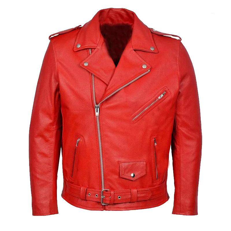 European and American locomotive leather jacket autumn and winter men's leather jacket men's short cable-stayed leather jacket men's fashion jacket