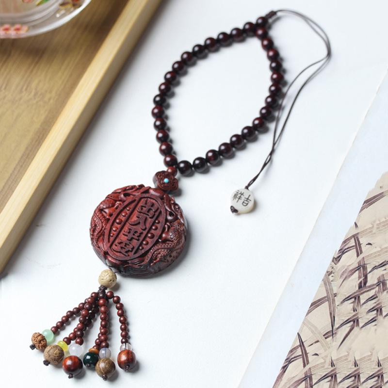 Indonesian Rosewood & Blood Sandalwood Peace Amulet Car Pendant for Men & Women