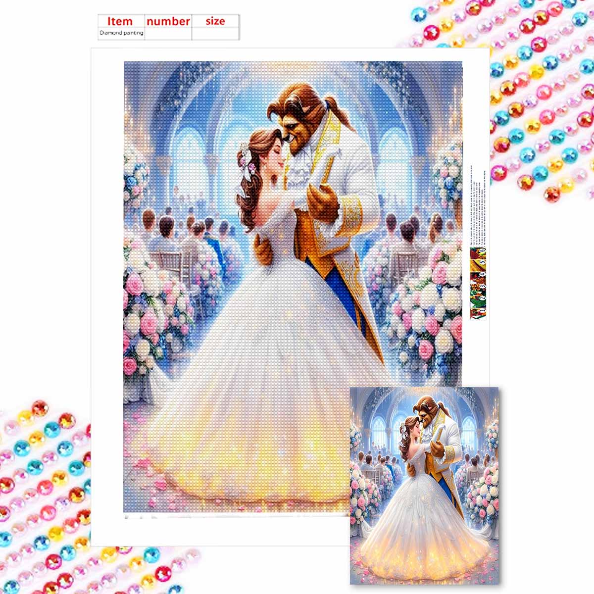 

Полная круглая алмазная живопись Красавица и Чудовище Искусство Стразы Картина Мозаика Сделай сам 5D Вышивка крестом Домашнее украшение Round 20x30cm