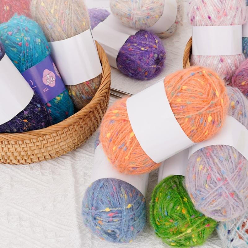 Regnbågsfärgad prickig mohairgarnboll Mjuk Handstickad Garnbeklädnad Bekväm För DIY Halsduk Tröja Sjal Kappa Virkning
