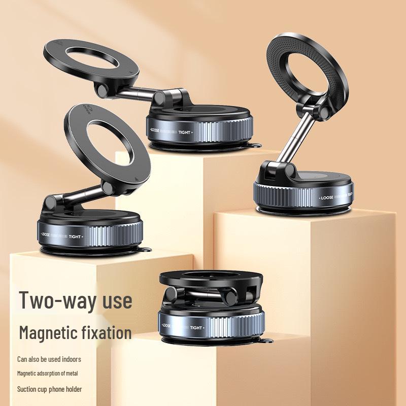 Universal Magnetic Car Phone Holder with Rotating Suction Cup and Strong Grip