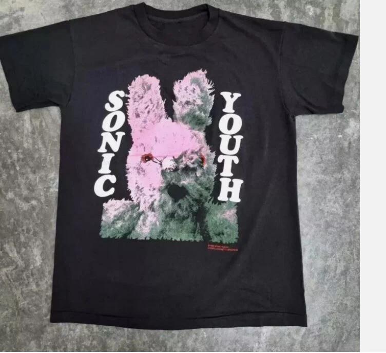 

Vintage Sonic Youth Bunny 100% Cotton T-shirt Mens Tees Top Reprint Black XL