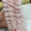 Tres capas de gasa plisada 3D con encaje bordado DIY para puños de vestido de niña, dobladillo de falda, ribete esponjoso para funda de sofá, accesorios de costura