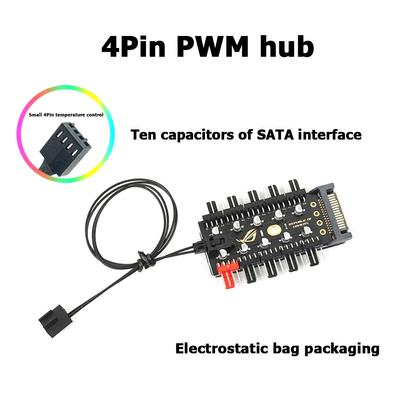 Motherboard 4 Pin PWM Cooler Fan HUB Splitter 12V Extension Speed Control Board