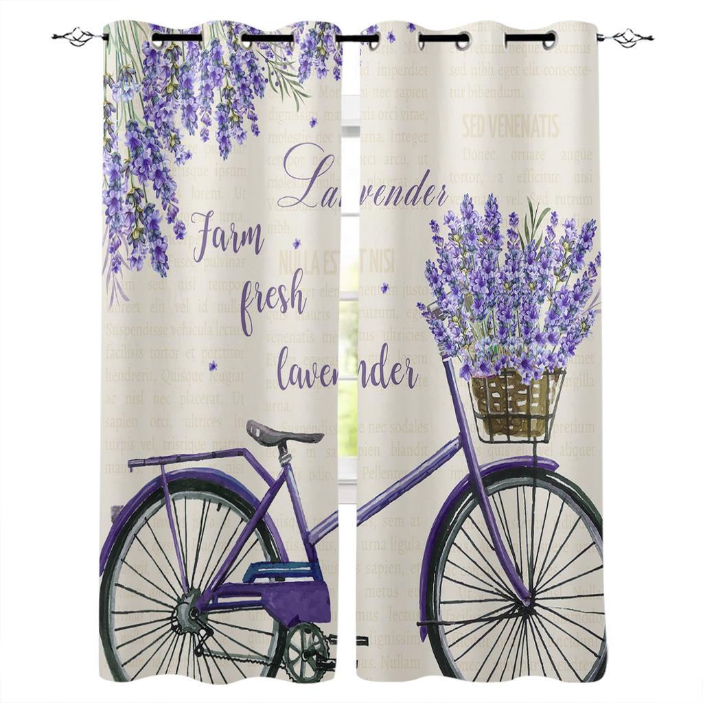 Pastoralen Stil Lavendel Fahrrad Fenster Vorhang Home Decor Vorhänge für Wohnzimmer Schlafzimmer Küche Tür Vorhang