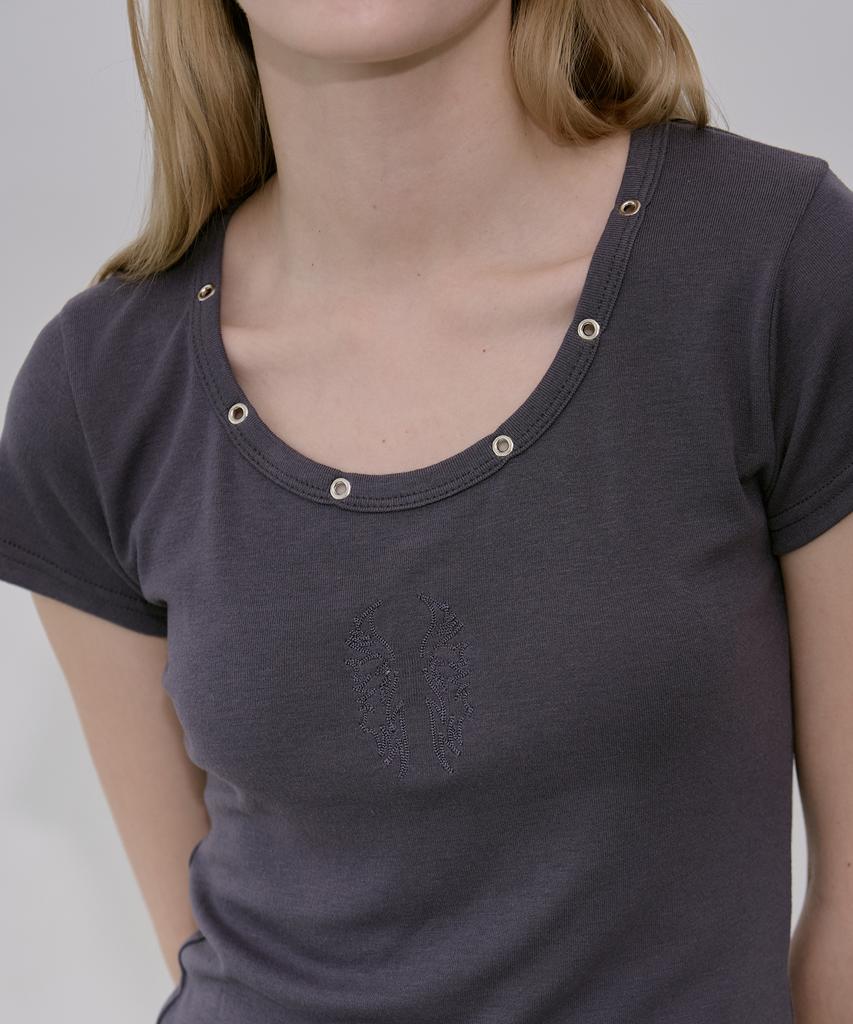 Lekim Lwe Eyelet T-Shirt (Charcoal)