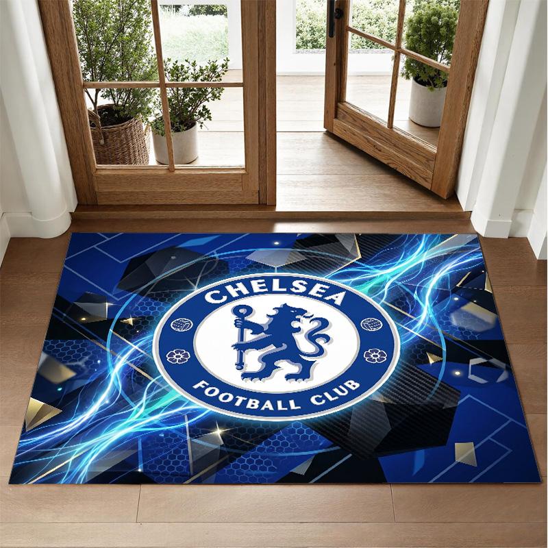 Chelsea FC Design Crystal Velvet Rug Soft Decorative Mat for Bedroom Entrance