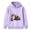 Kids Excavator Print Hoodie Casual Long Sleeve Pullover Sweatshirt for Boys Girls Construction Vehicle Pattern Tops