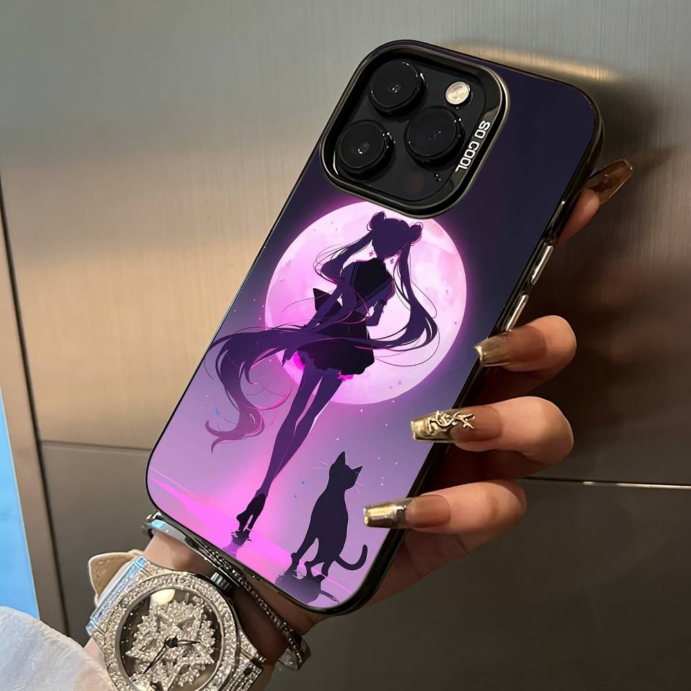 S-Sailor- Moon Phone Case For IPhone17 16 11 12 13 14 15 16 Pro Max Plus Cover Colored Silver Funda Bumber