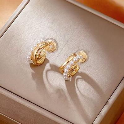 Imitation Pearl Earrings New Female Mosquito Coil No Piercing Ear Clip Female
