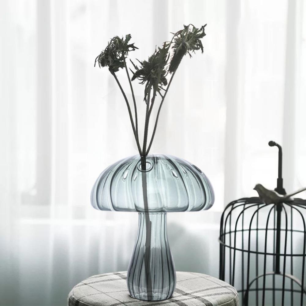 Home Decor Household Mushroom Shape Flower Bottle Aromatherapy Bottle Glass Vase Desktop Ornament