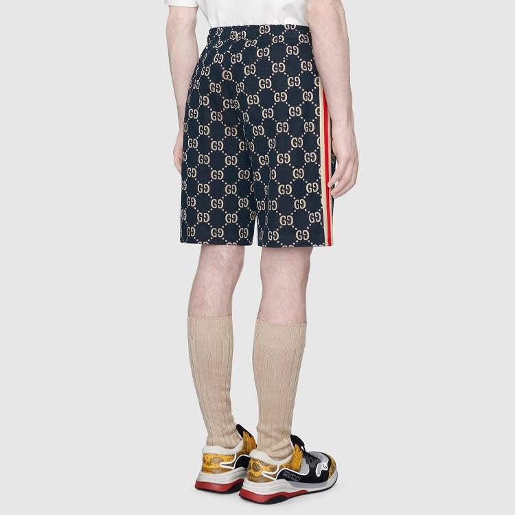 Gucci Side Contrast Striped Jacquard Shorts For Men Blue Men's 474632-X9V05-4245