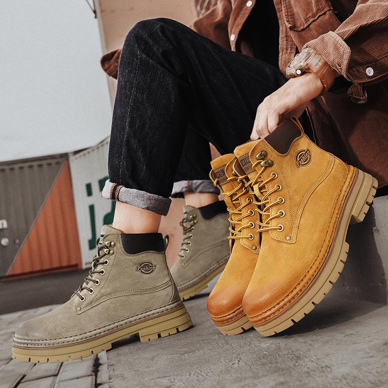 Fashion Hot Sale Male Boots All-match Men's Shoes High Top Fashion British Style Work High Top Shoes Casual Leather Handmade Short Boots