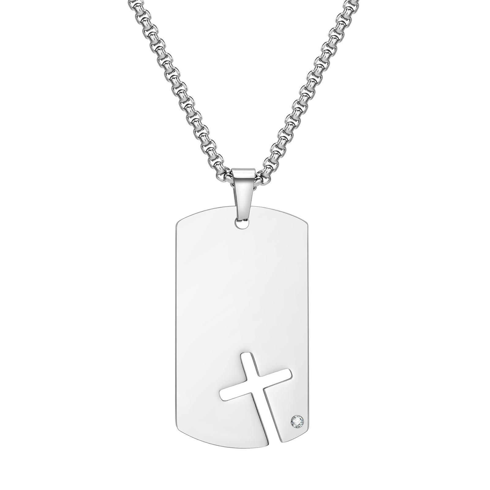 

Vnox Mens Sidecross Dog Tag Necklaces, Anti Allergy Stainless Steel Pendant Collar with Cubic Zirconia, Free Box Chain 70cm 70cm