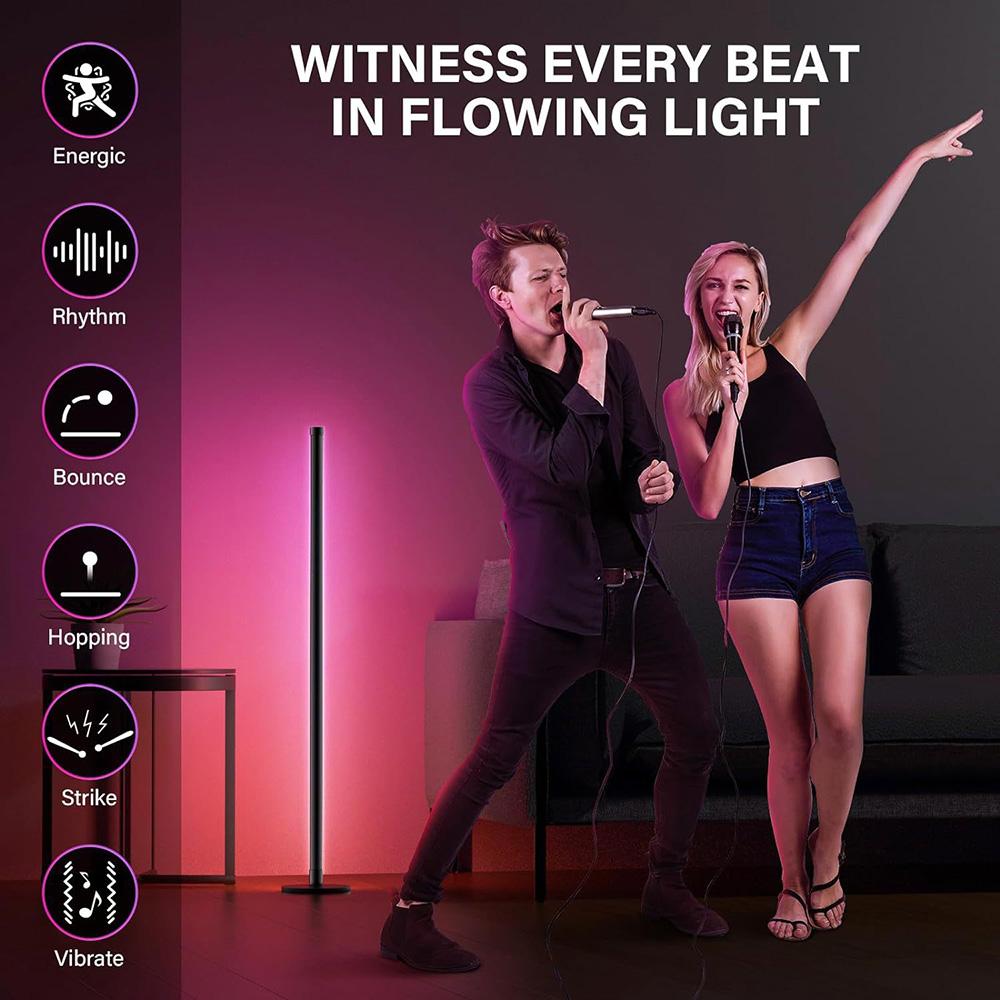 Living Room Color Floor Lamp Dimmable Corner Floor Lamp with Music Sync Modern Color Changing Mood Light Table Lamp Lighting