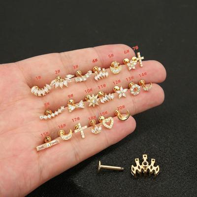 Kobberstang Zirkon Krone Øredobber - Kjærlighet Måne Design, Unike Moderne Piercing-smykker