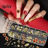 Metal Nail Charms 1 Set 3D Art 12 Grids Love Heart Charm Kit Flower Butterfly DIY Design Crafting Manicure Decoration Accessories Embellishments