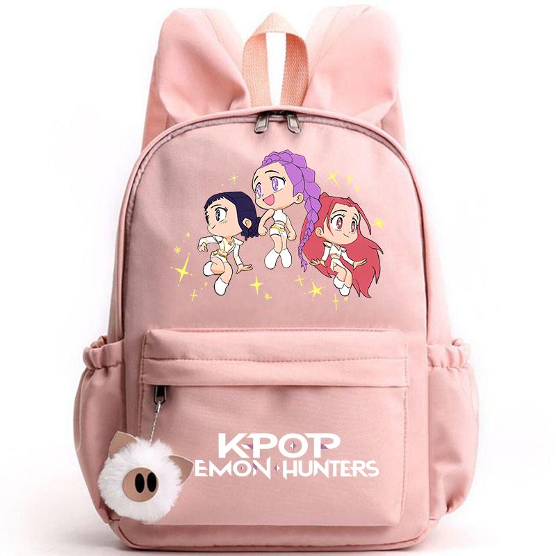 KPop Dämonenjäger Rucksack für Mädchen Jungen Kinder Rucksack Freizeit Schultaschen Reise Hasenohren Rucksäcke Mochila Geschenktüten
