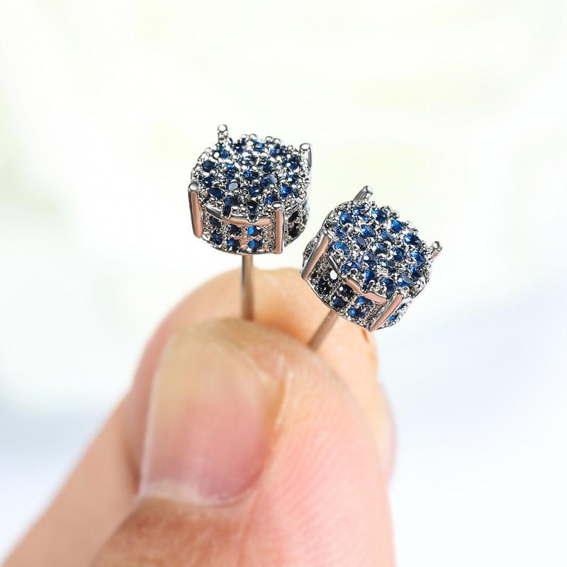 Popular White K Round Zircon Inlaid Stud Earrings Women, Full Diamond Earrings Temperament Versatile Ear Jewelry
