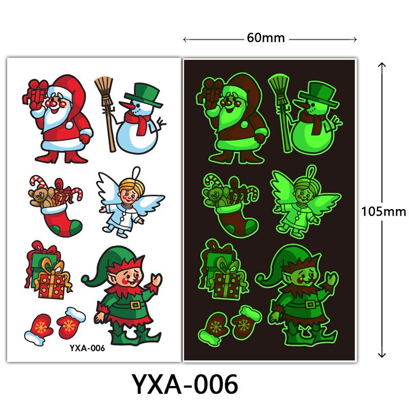 Christmas Luminous Tattoo Sticker Glowing Waterproof Sweat Cute Cartoon Holiday Party Temporary Sticker